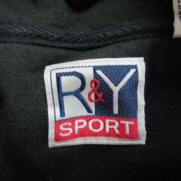 Vintage R&Y Sport Jacket Mens XXL Black Full Zip Sweatshirt Striped Casual 80s - Picture 2 of 9